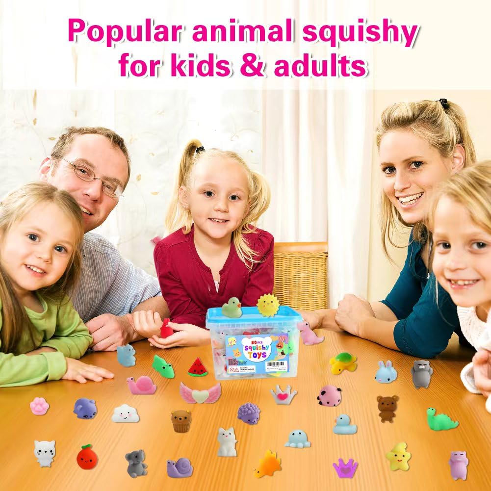 80 Pcs Party Favors for Kids 4-8, Kawaii Squishies Mochi Squishy Toys Bulk