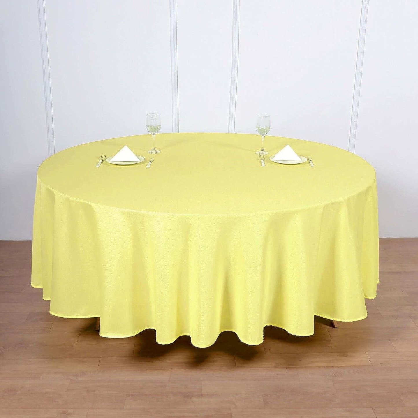 Efavormart Round Tablecloth, 108 Inch Stain & Wrinkle Resistant Washable Table Cloth, Decorative Polyester Fabric Table Cover for Banquet, Wedding, Dining- Yellow