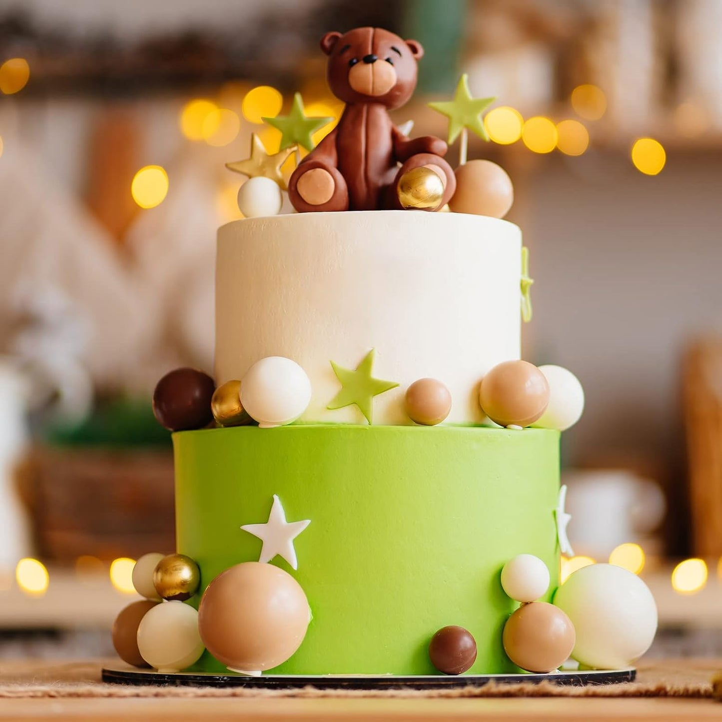 ASTARON 32 Pcs Ball Cake Topper Decorations Mini Balloons Cake Topper Sticks Foam Balls Cake Picks Cake Topper Balls Cake Decorations for Wedding Party Birthday Cake Decorating (Brown Gold)