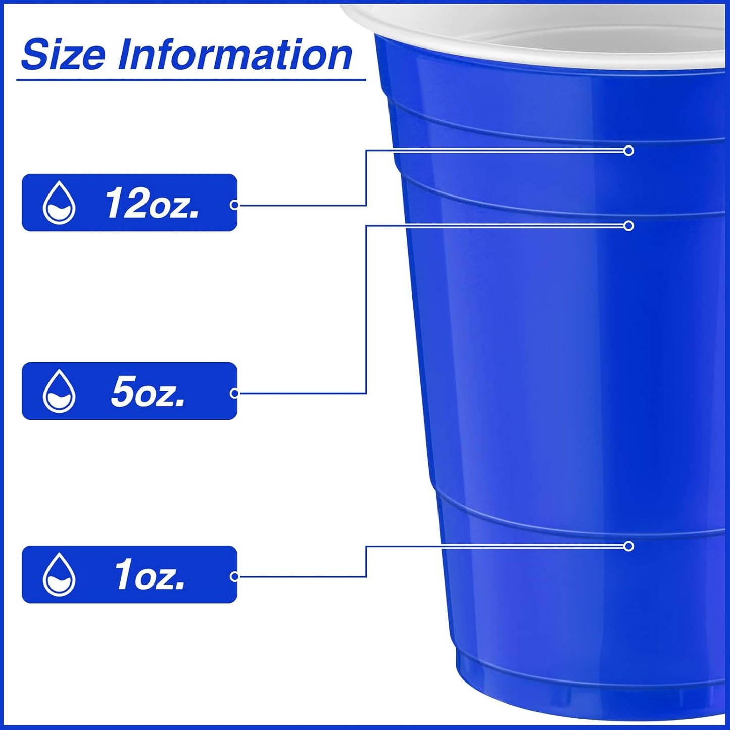 100 Pack 16 Ounce Halloween Plastic Party Cups Disposable Heavy Duty Drinking Water Cups for Holiday Christmas Festival Wedding New Year Party Supplies(Blue)