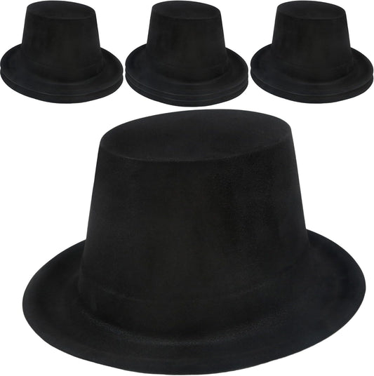 8 Pack Kids Plastic Top Hat Black Magician Hat Party Top Hat for Toddler Halloween Christmas Costume Accessory