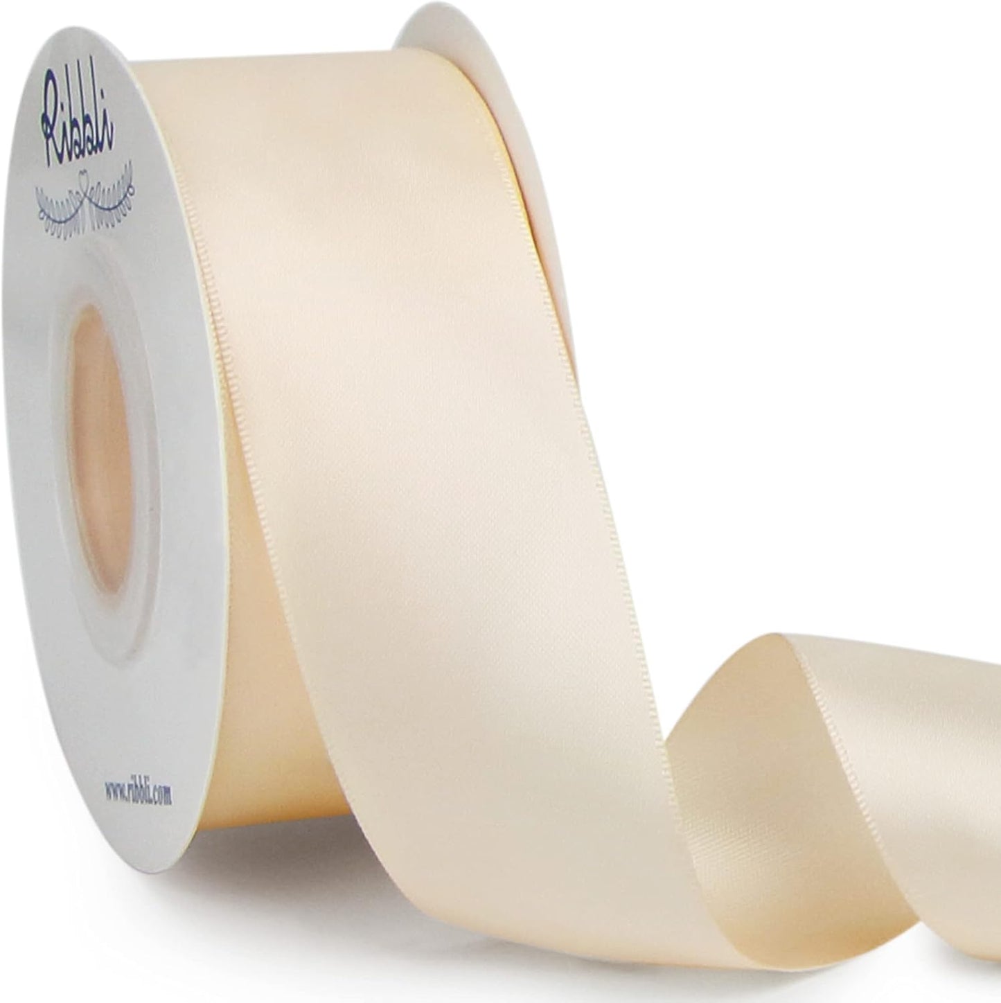 Ribbli Cream Double Faced Satin Ribbon,1-1/2” x Continuous 25 Yards,Use for Bows Bouquet,Gift Wrapping,Wedding,Floral Arrangement
