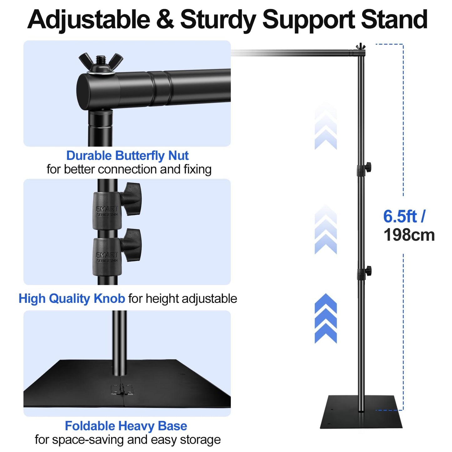 EMART Backdrop Stand Heavy Duty 6.5x10ft Adjustable Pipe and Drape Stand