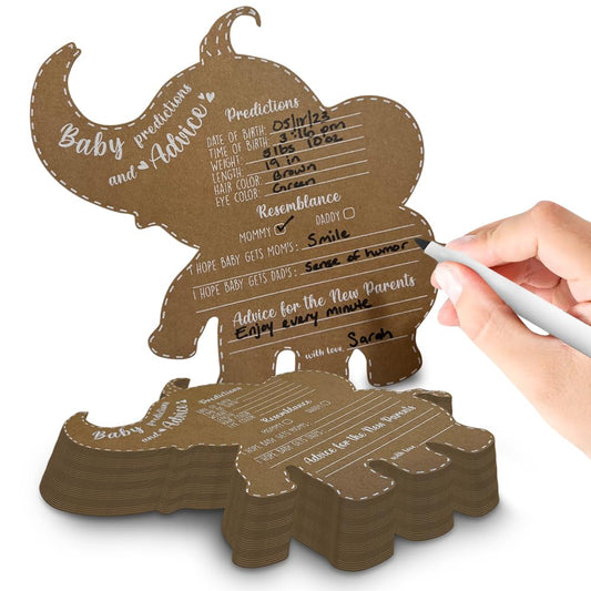 Baby Shower Games - Baby Shower Advice Cards for Parents to Be - Advice cards for Mommy to be - Elephant Safari Baby Shower Decorations - Set of 50 - Jungle Baby Shower Games (Elephant Safari Jungle)