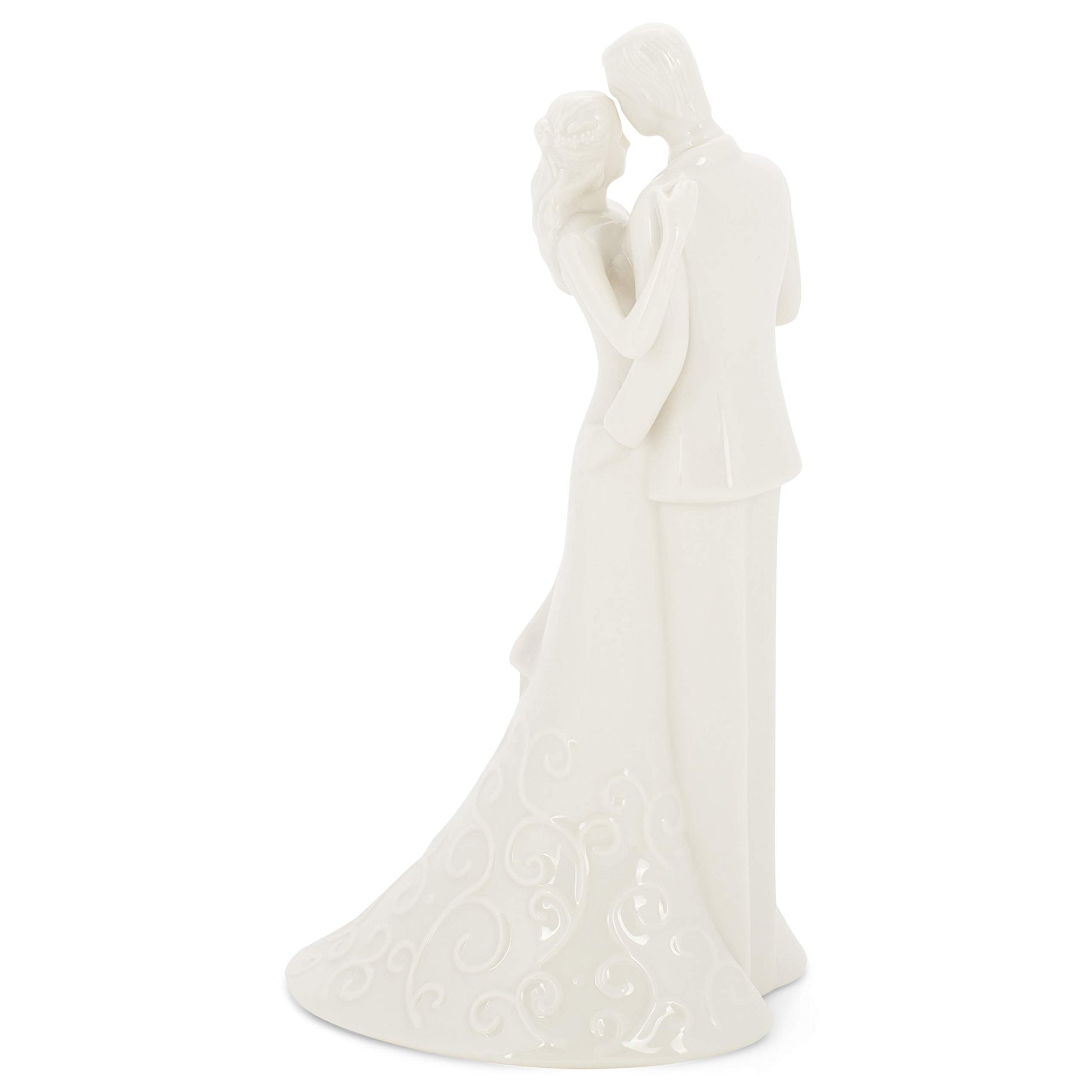 Roman 8.5" Wedding Cake Topper – Elegant Bride and Groom Figurine with “Love Is Patient”