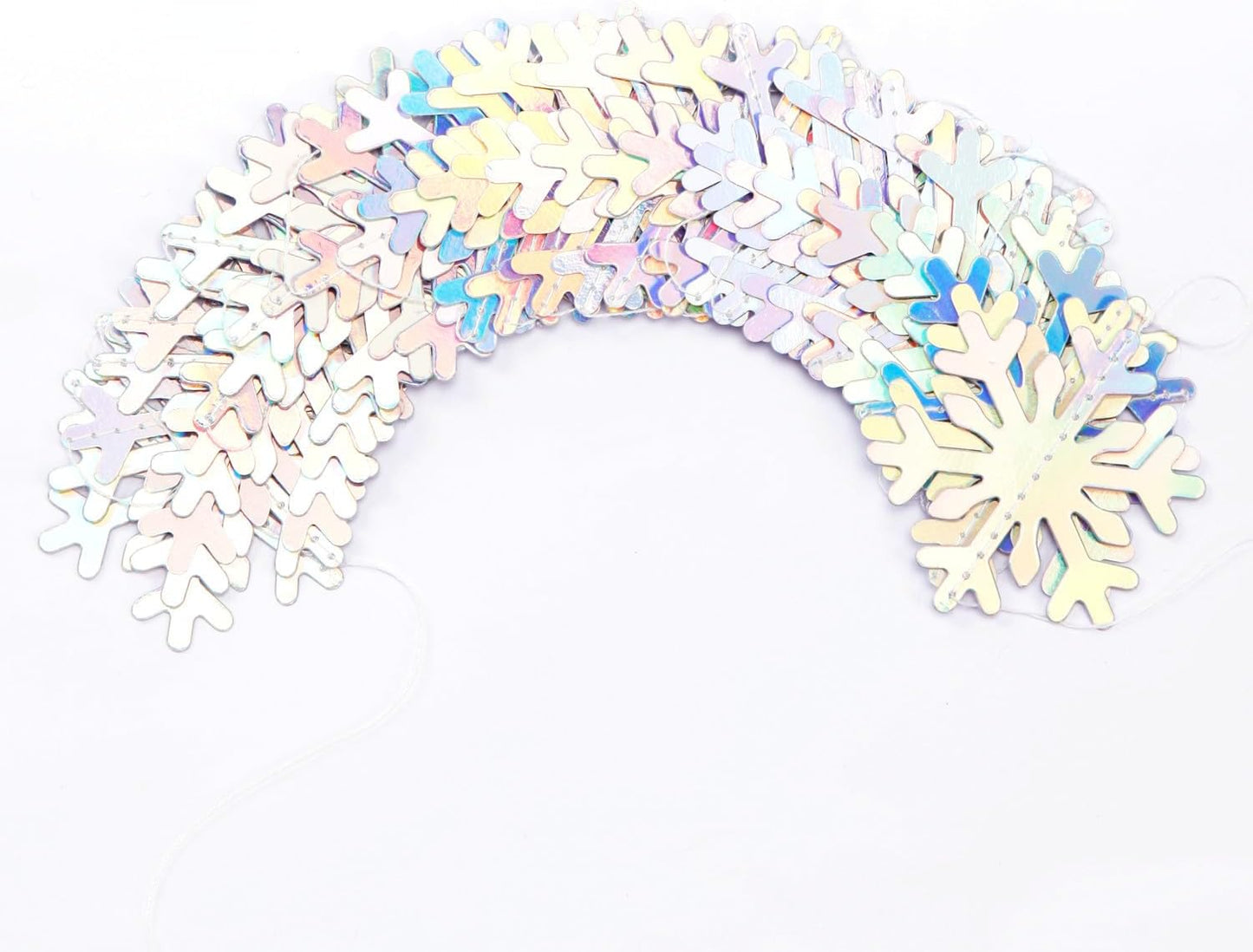 Snowflake-Snow Iridescent-Holographic Christmas Party-Decoration Garland - 52ft Winter Wonderland Frozen Ornaments Hanging Paper Streamers,New Years Birthday Baby Shower Dance Ceiling Decor Hugfond