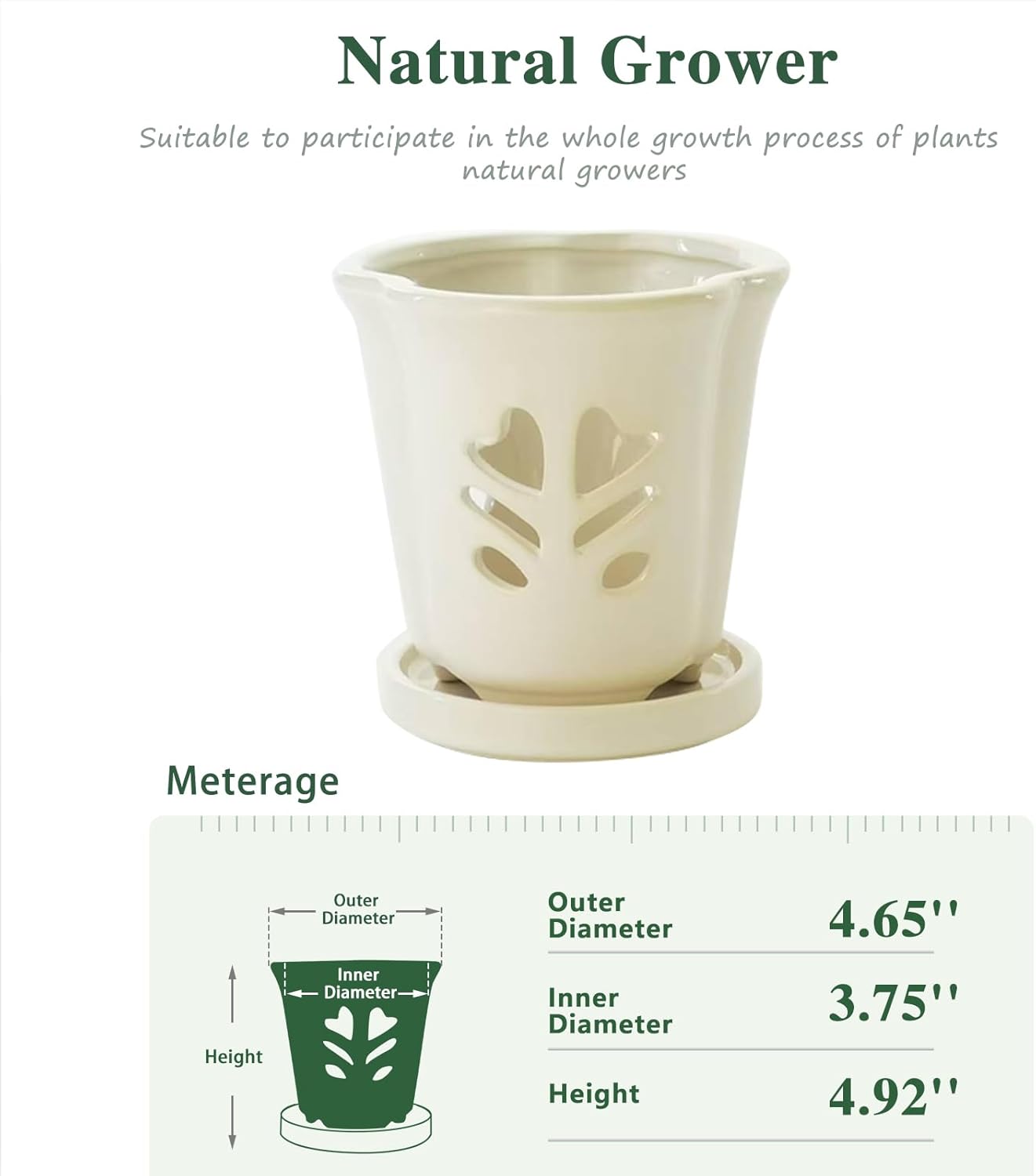 Ceramic Orchid Pot 4 Inch, Orchid Pots with Holes, Orchid Pot for Repotting, Beatiful Ice Cracked Glaze Ceramic Plant Pot, Perfect Home for Your Orchids.(White)