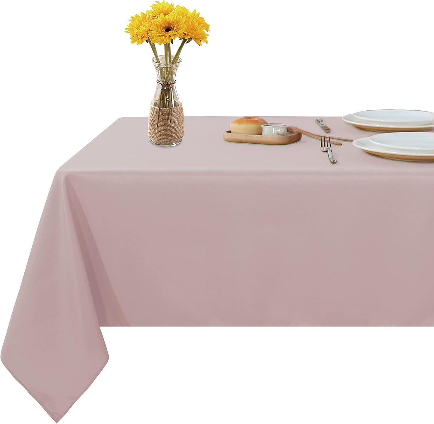 Fitable Rectangle Tablecloth Stain and Wrinkle Resistant Washable Polyester Table Cloth for Buffet Parties and Camping (60x102 inch, Blush)