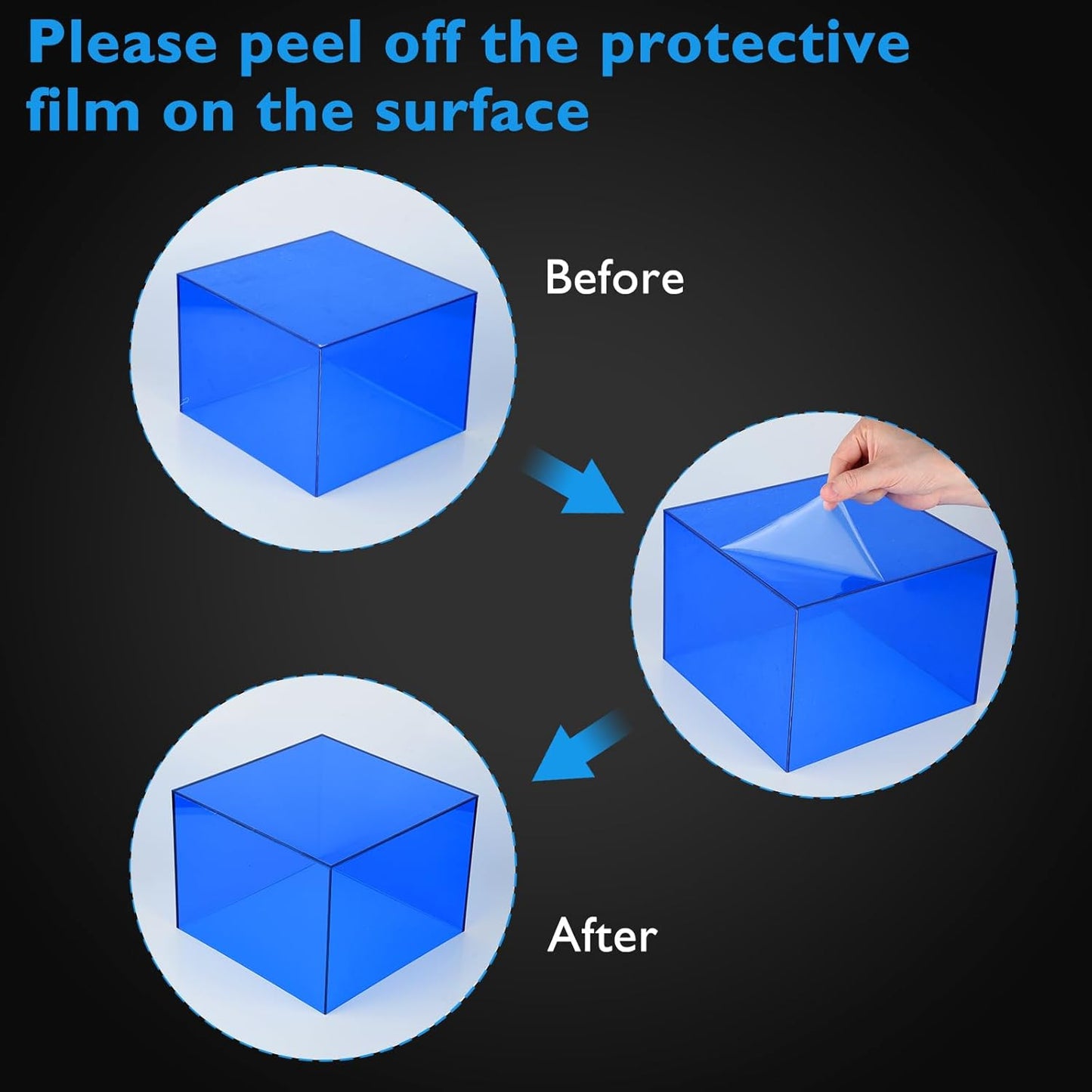 3Pcs Blue Buffet Risers Acrylic Boxes Display Food Risers for Buffet Table Platter Parties Weddings Catering Dessert Collectibles Figures Show ( 6''x7''x8'')