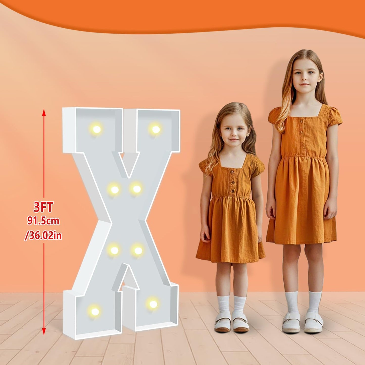 3FT Marquee Light Up Letters, Big Marquee Letter X, Pre-Cut Cardboard Letter Kit for Baby Shower Birthday, LED Marquee Letters for Engagement Wedding Party Decor Xmas Christmas Decorations