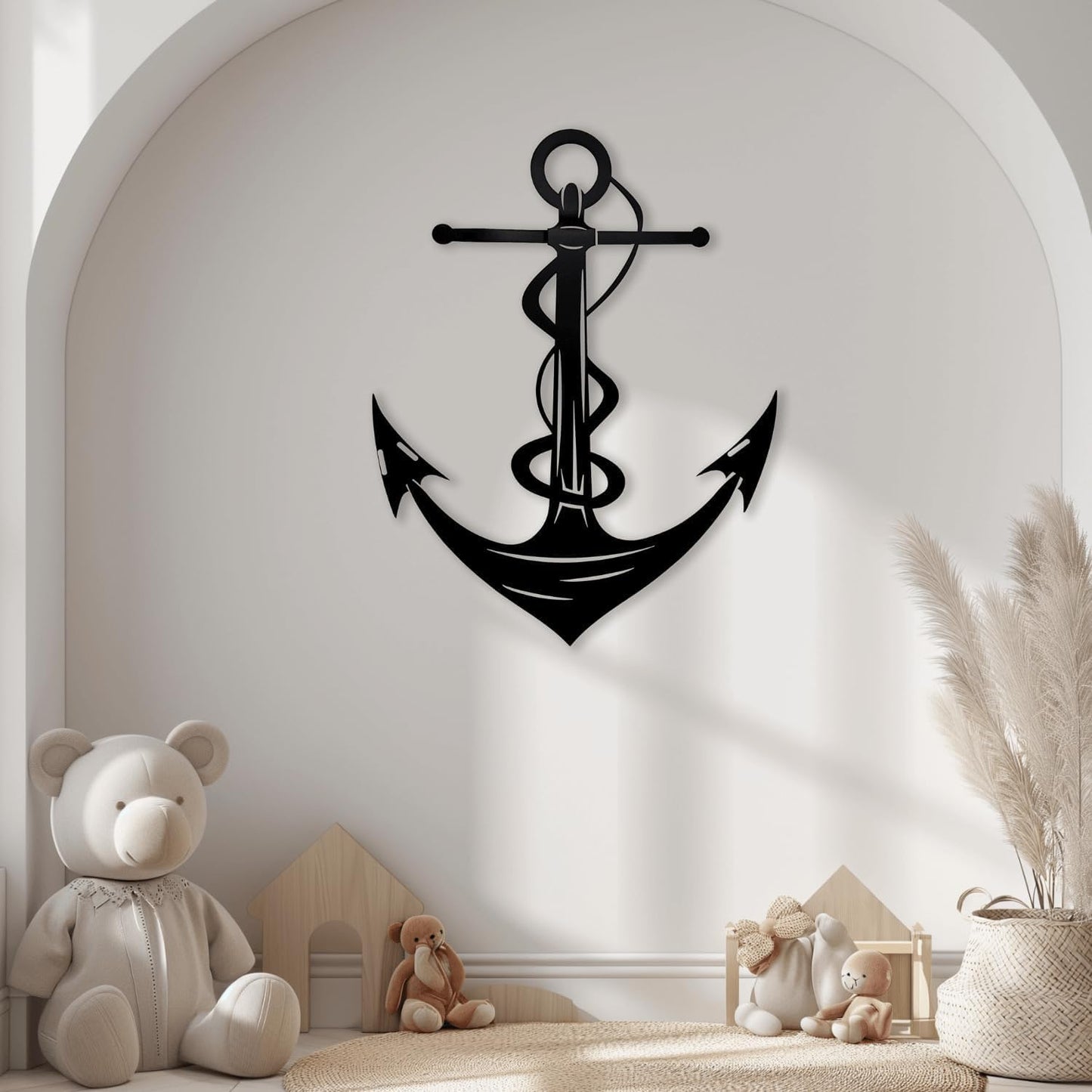XXQ Anchor Metal Wall Decor, Anchor Metal Wall Art for Bedroom Living Room Dorm Antique Anchor Wall Decor Antique Metal Anchor Farmhouse Decor (Black, 35" x 53" / 90 x 135cm)