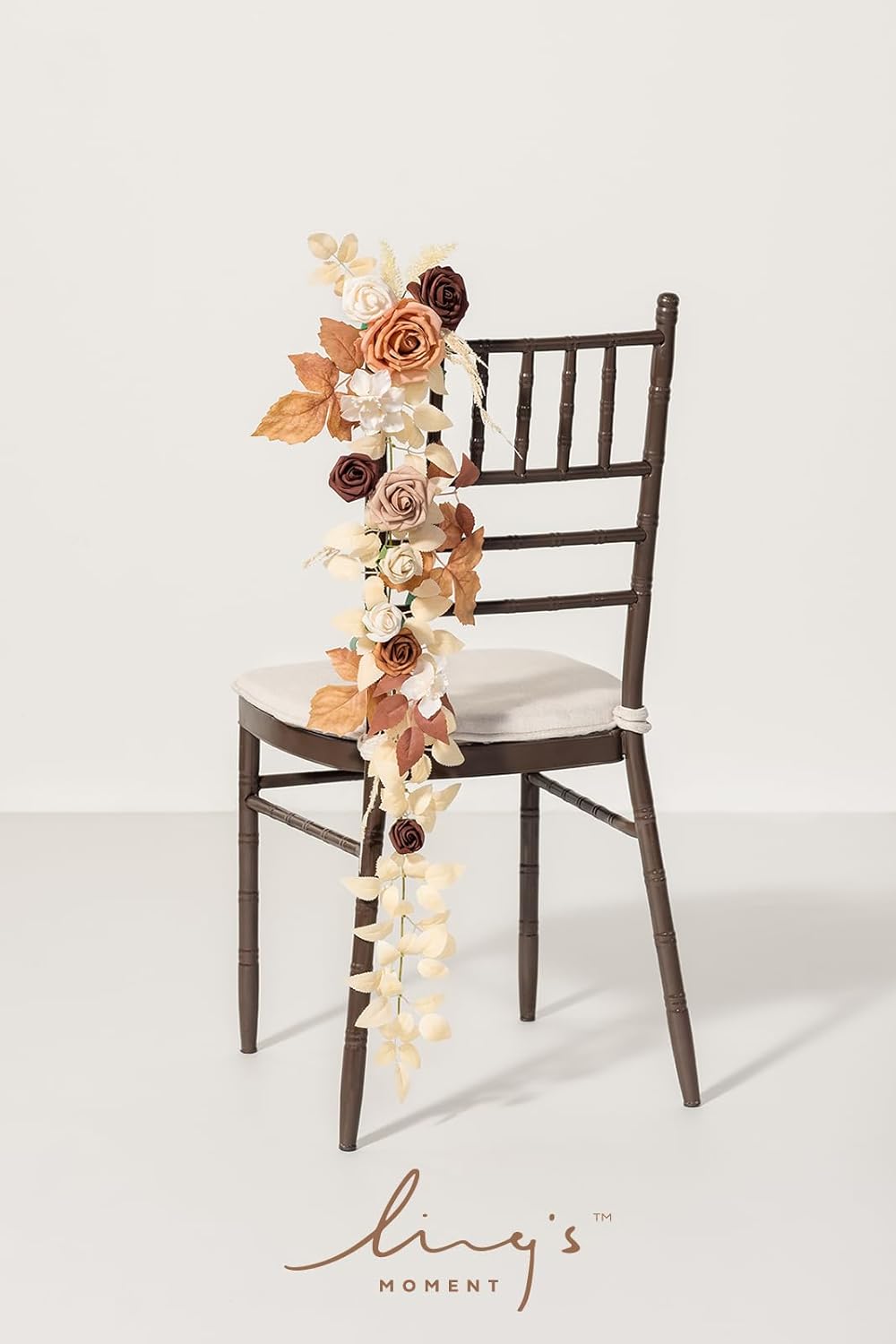Ling's Moment Fall 10pcs Wedding Chair Decorations Aisle Floral Swag Artificial Pew Flowers Hanging Garland Terracotta Rust & Sepia for Ceremony Reception Church Rose Floral Arrangement Party Outdoor