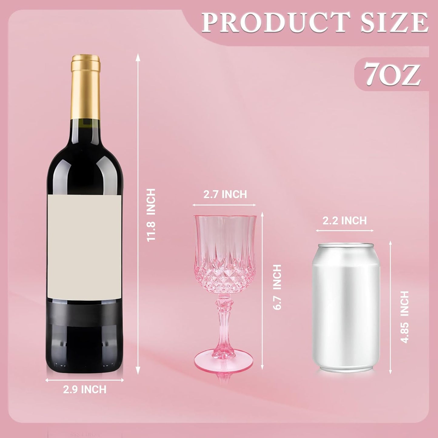 Plastic Wine Glasses，Plastic Goblets Vintage Style Cordial Drinking Glasses for Wedding Reception, Grand Event Party Supplies (24, Pink)