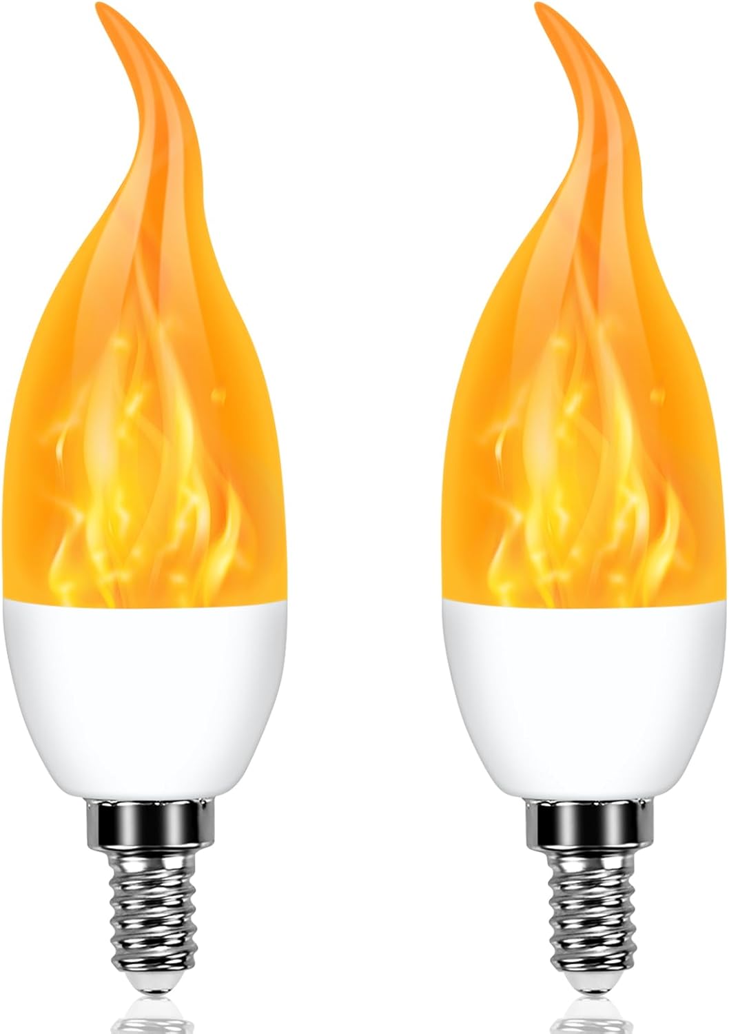 E12 LED Flickering Candelabra Flame Effect Light Bulbs - Upgrade Flicker Candelabra Torch Fire Effect Lights Bulbs for Outdoor Halloween Xmas Holiday Decorations Indoor Lamp (2 Pack)