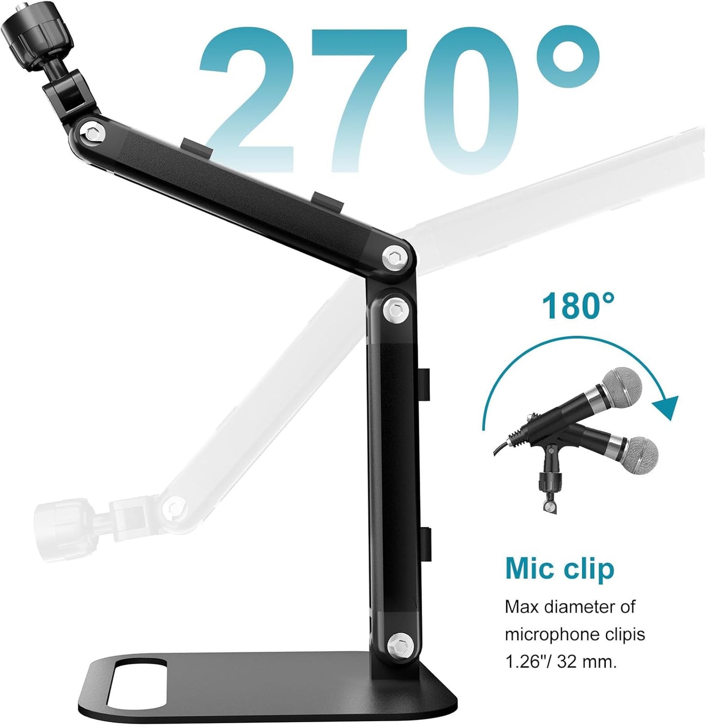 Adjustable Desktop Microphone Stand, Microphone Arm Mic Stand for Fifine AM8, K669B, Blue Yeti, HyperX QuadCast, SoloCast & AT2020, Studio Webcams Recording/Podcasting/Streaming