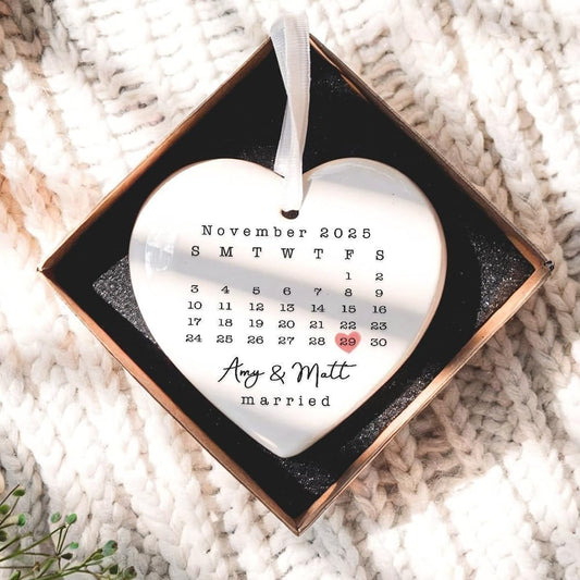 GABITA Personalized First Christmas Married Keepsake, First Christmas Married Ornament 2025, Decorations for New Couple, Married Ornament Calendar Gift 2