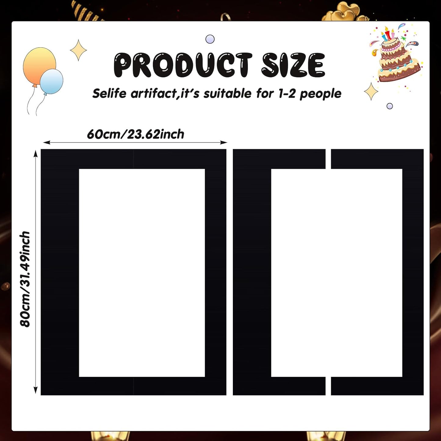 32 x 24 Inch Large Blank DIY Photo Booth Props Picture Frame Party Frame DIY Photo Booth Props Selfie for Birthday, Graduation, Christmas Holiday Party(Black,Horizontal)