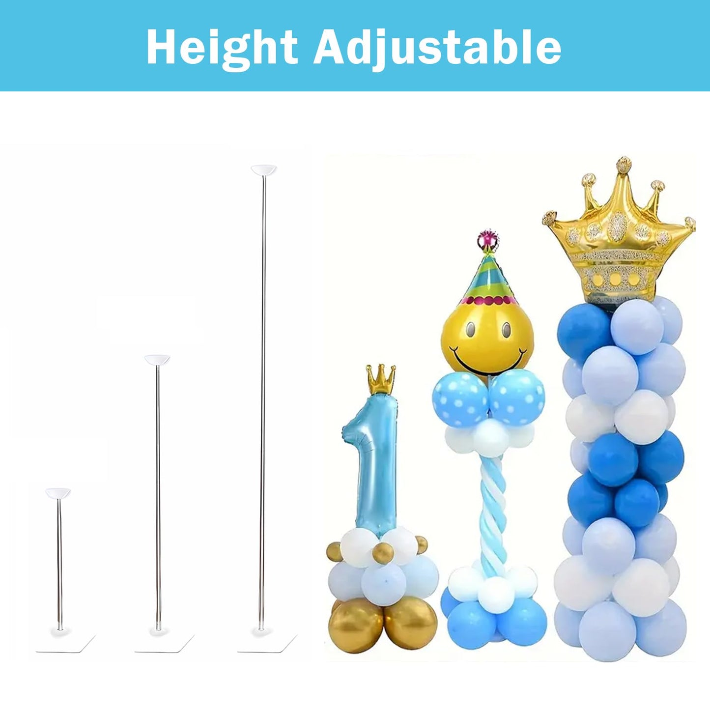Balloon Column Stand Kit, Set of 4 – 7ft Height Adjustable Balloon Arch Stand Kit, Metal Telescopic