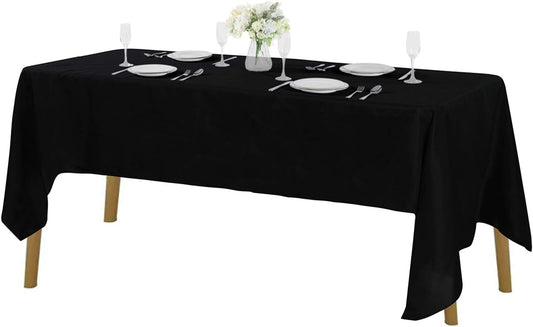 Rectangle Tablecloth 60x84 inch Washable Polyester Fabric Table Cloth for Wedding Party Dining Banquet Decoration（60x84, Black）