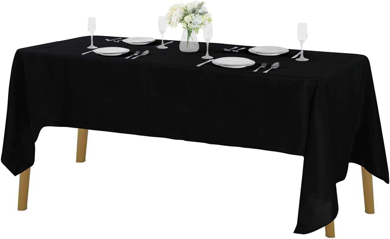 Rectangle Tablecloth 60x120 inch Washable Polyester Fabric Table Cloth for Wedding Party Dining Banquet Decoration（6 Pack 60x120, Black）