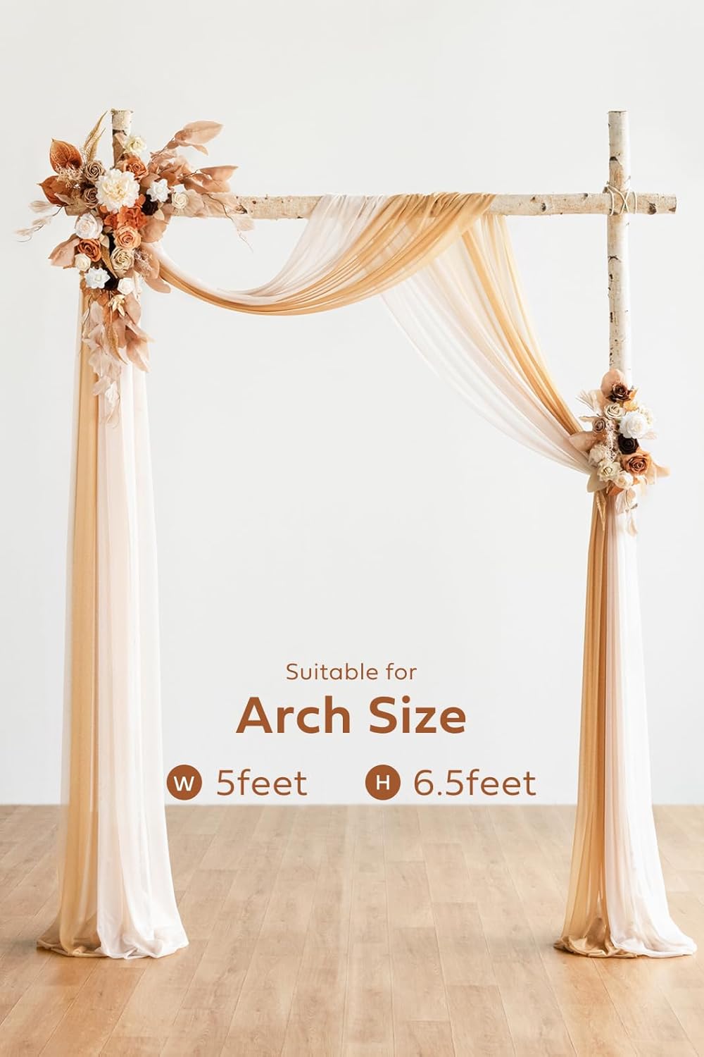 Ling's moment Boho Wedding Arch Flowers Kit Pack of 4, 2pcs Hanging Artificial Floral Arrangement 2pcs Chiffon Drapes Ceremony Fake Silk Rose Arbor Rustic Farmhouse Party Decor, Fall Orange Swags