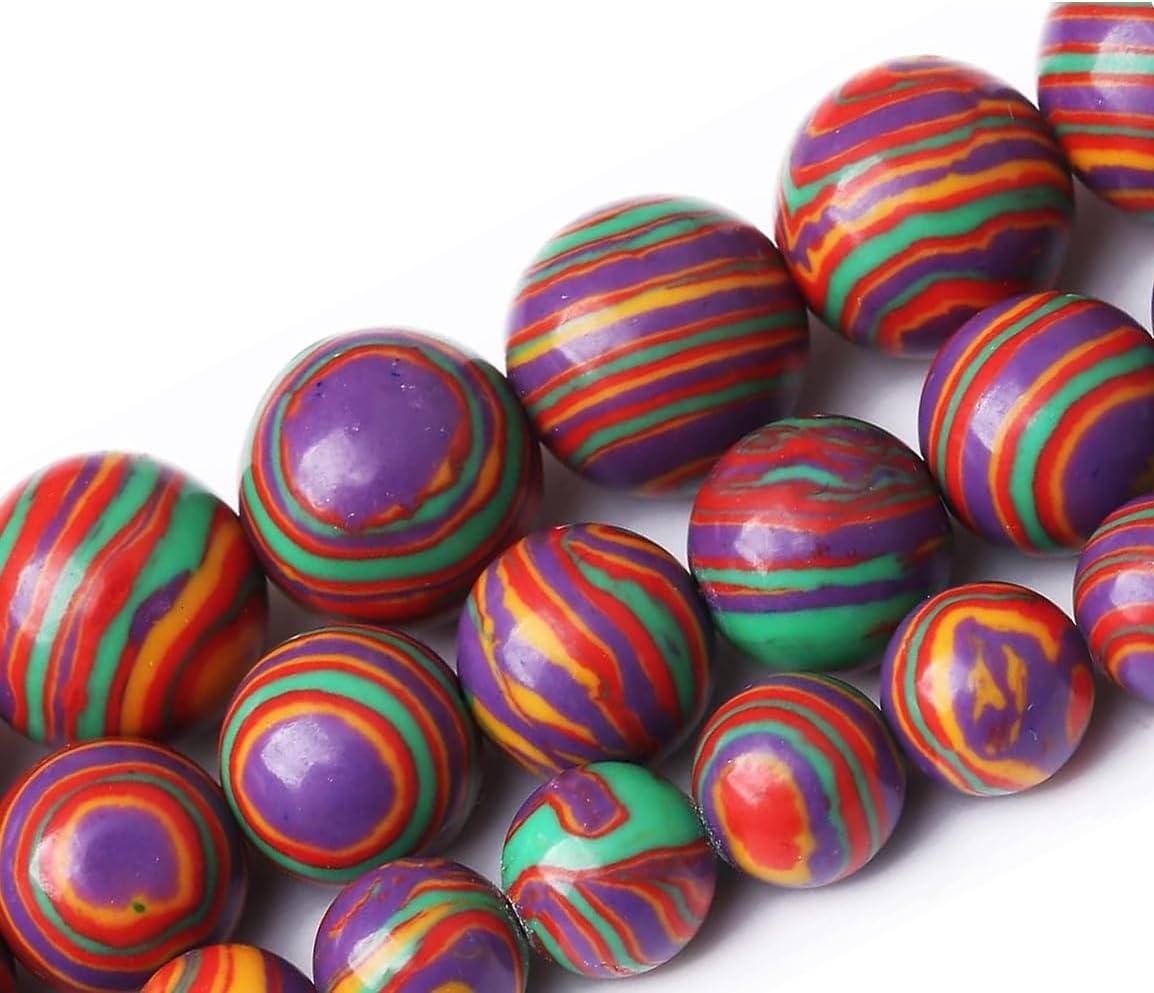 Painted Peacock Turquoise Stone Beads Gemstone Round Crystal Energy Jade Stone Beads for Jewelry Making DIY Bracelet Necklace Jewelry Making 1 Strand 15.5inch 4MM