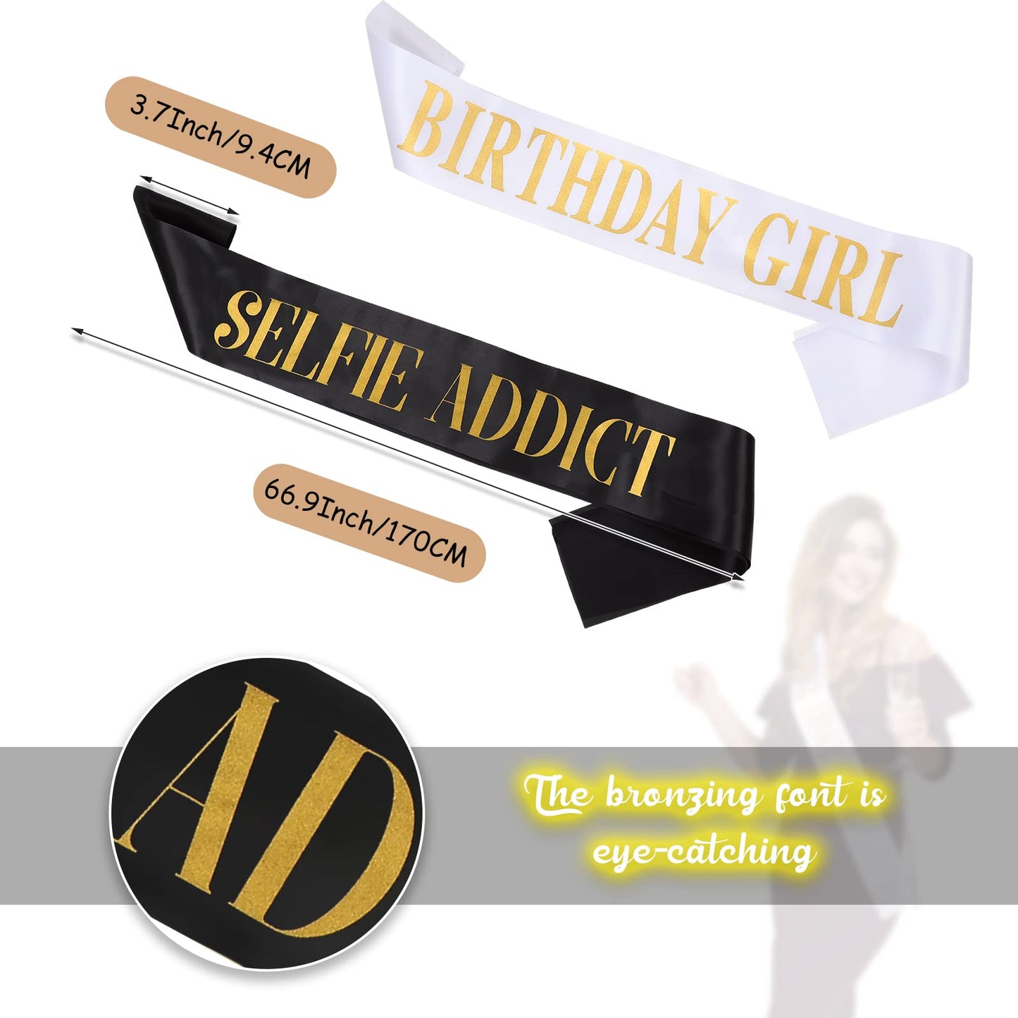 Weewooday 10 Pieces Birthday Sash for Women Happy Birthday Sash for Queen Party Favors, 2