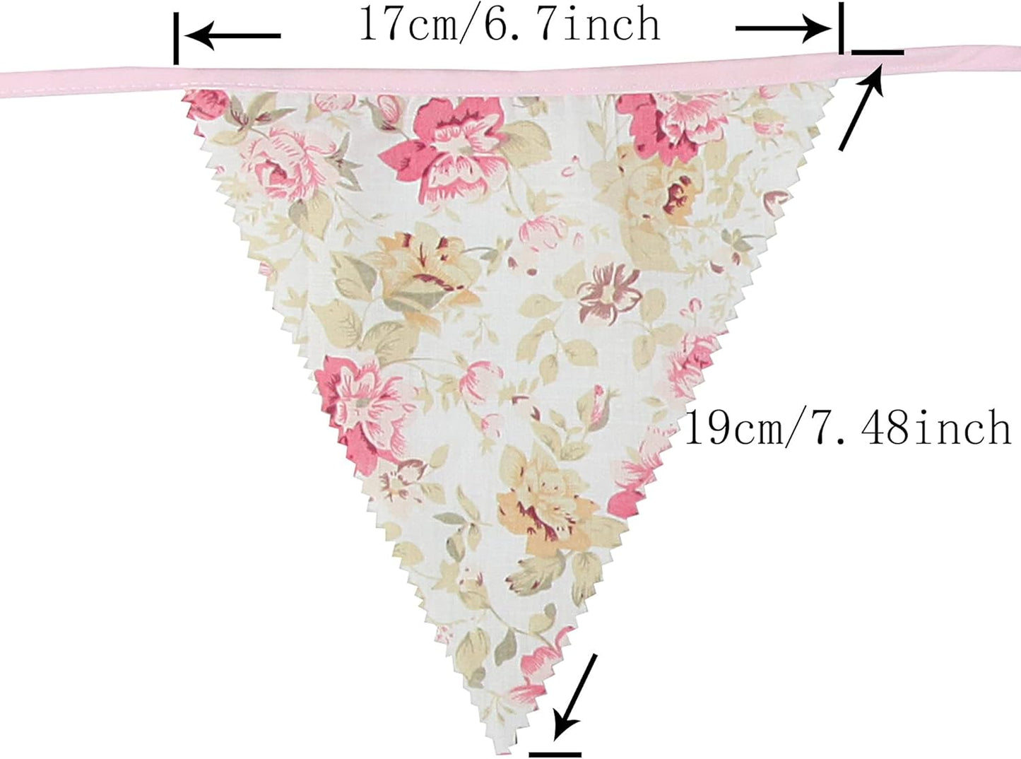 jijAcraft 39Ft Triangle Bunting Banner, 42Pcs Tea Floral Party Bunting Cotton Fabric Flags Pennant Garlands for Birthday Party, Wedding, Baby Shower, Outdoor and Home Decorations (Pink)