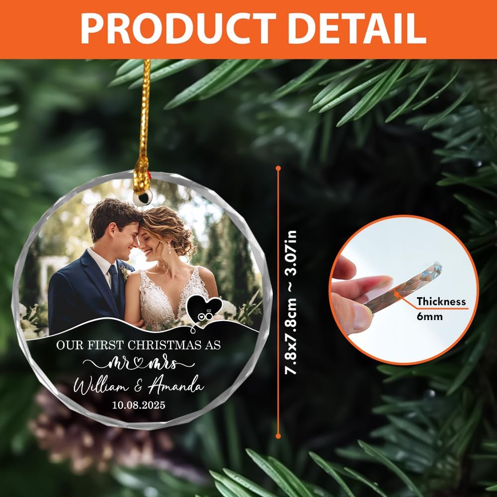 Personalized The Year We Became Mr & Mrs Christmas Ornament - Wedding Gifts for Couples 2025, Bridal Shower Ornaments - Wedding Gifts For Newlywed Couple, Him And Her