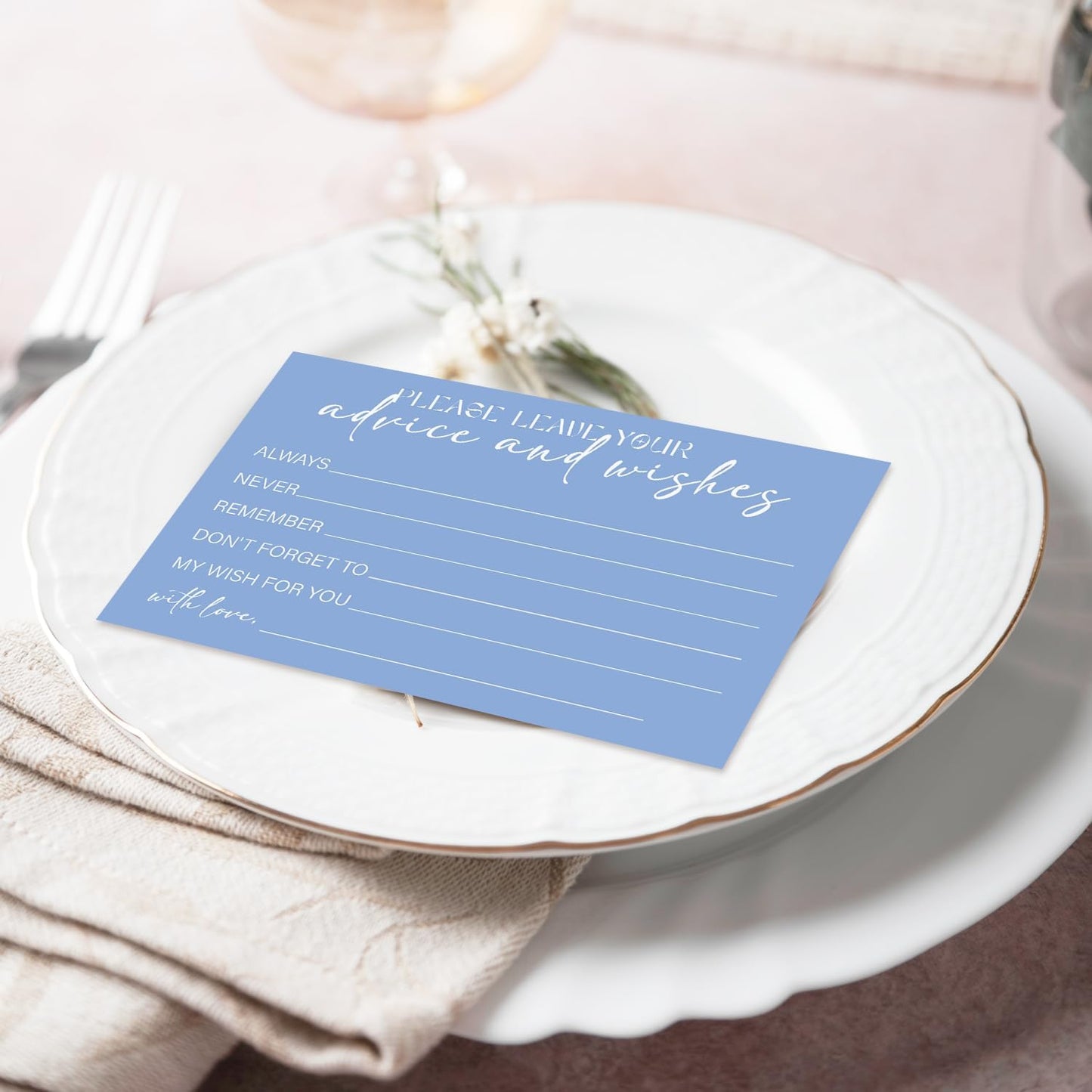 Advice and Wishes For the Mr and Mrs, Blue Advice Cards for Bridal Shower, Well Wishes for Wedding, Baby Shower Birthday And Graduation Party, 4" x6", 25 Pack-09
