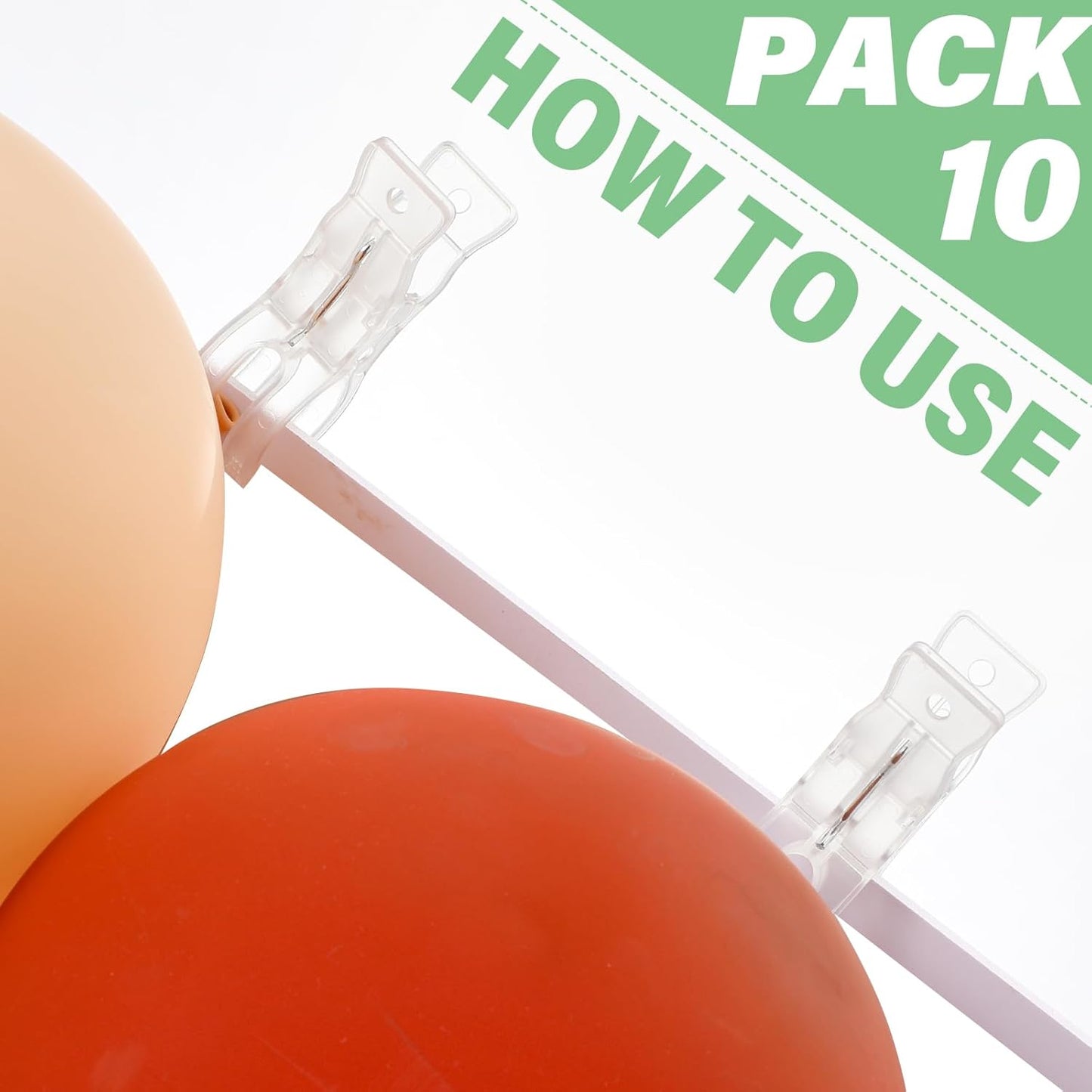 LemonRoad 10 Pack Large Balloon Arch Clips Plastic Transparent Backdrop Spring Clamps 3.5 Inch Heavy Duty Clip for Balloon Arch Kit Birthday Decoration Crafts Woodworking Photography Studios (Clear)