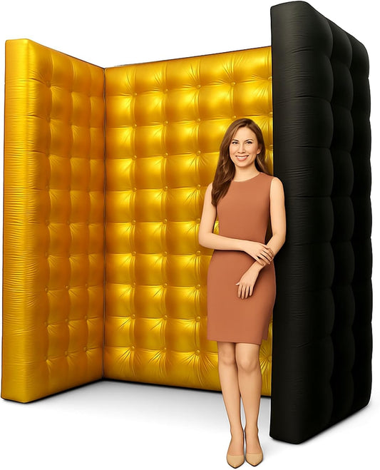 Golden New Inflatable Photo Booth Inflatable Photo Wall with Built-in Blower and LED Promotional Advertising for Wedding Events