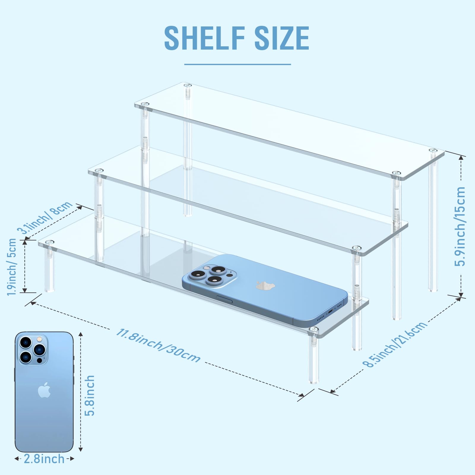 Acrylic Display Risers, 3 Tier Perfume Organizer, Clear Cupcake Stand