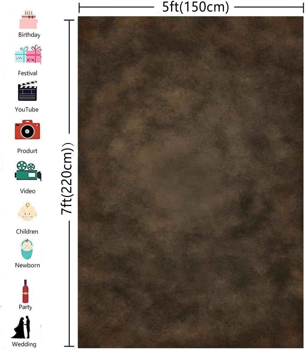 5x7ft Dark Brown Mottled Texture Photography Backdrop for Portrait Photo Studio Prop Abstract Background for Photographyer