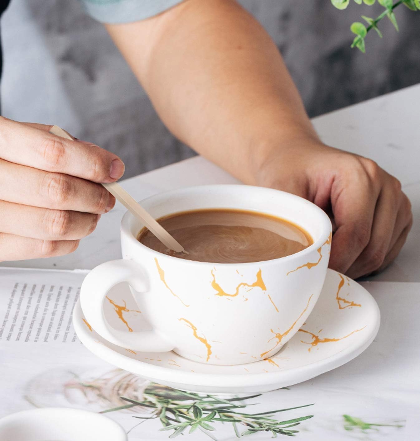 2000Pcs Disposable Wood Coffee Stir Sticks Stirrers Individually Paper Wrapped Coffee Tea Beverage Stirrers Stirrings 5.5 Inch,140mm