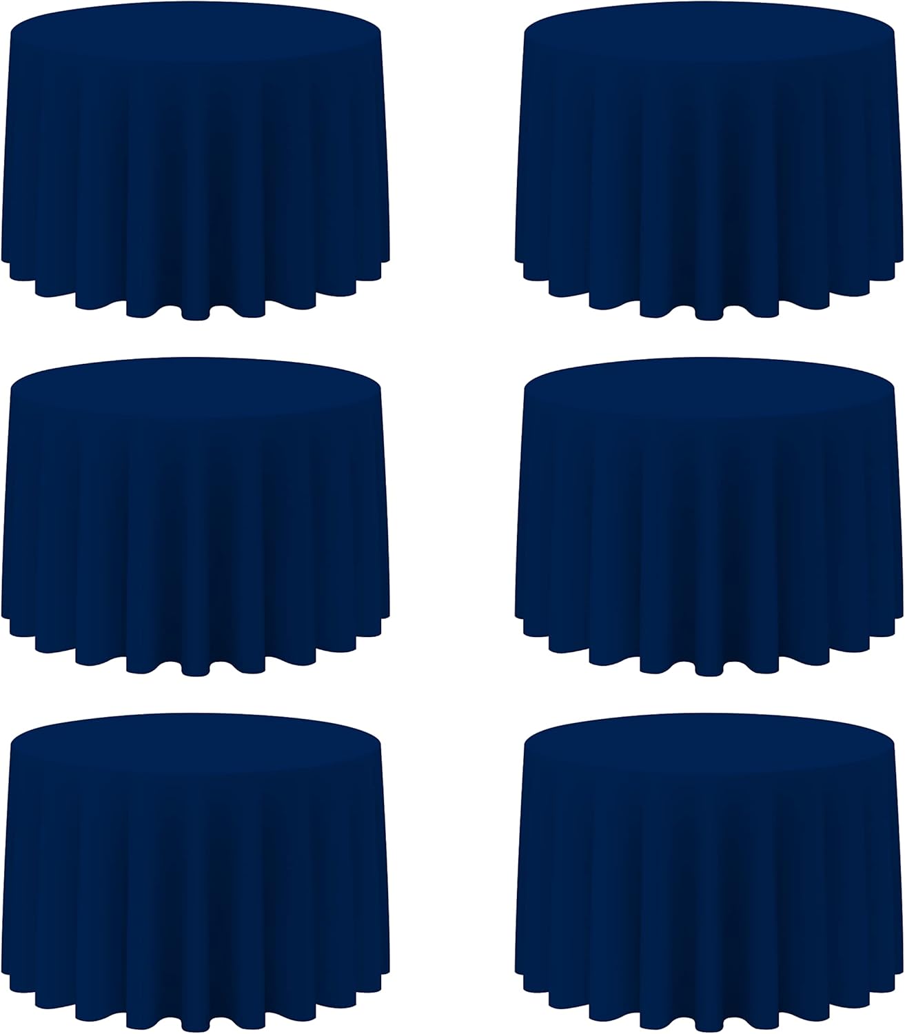 BRILLMAX 6 Pack Navy Blue Round Tablecloths 108 Inch - Circle Bulk Linen Polyester Fabric Washable Table Cloth Cover for Wedding Reception Banquet Birthday Party Buffet Restaurant
