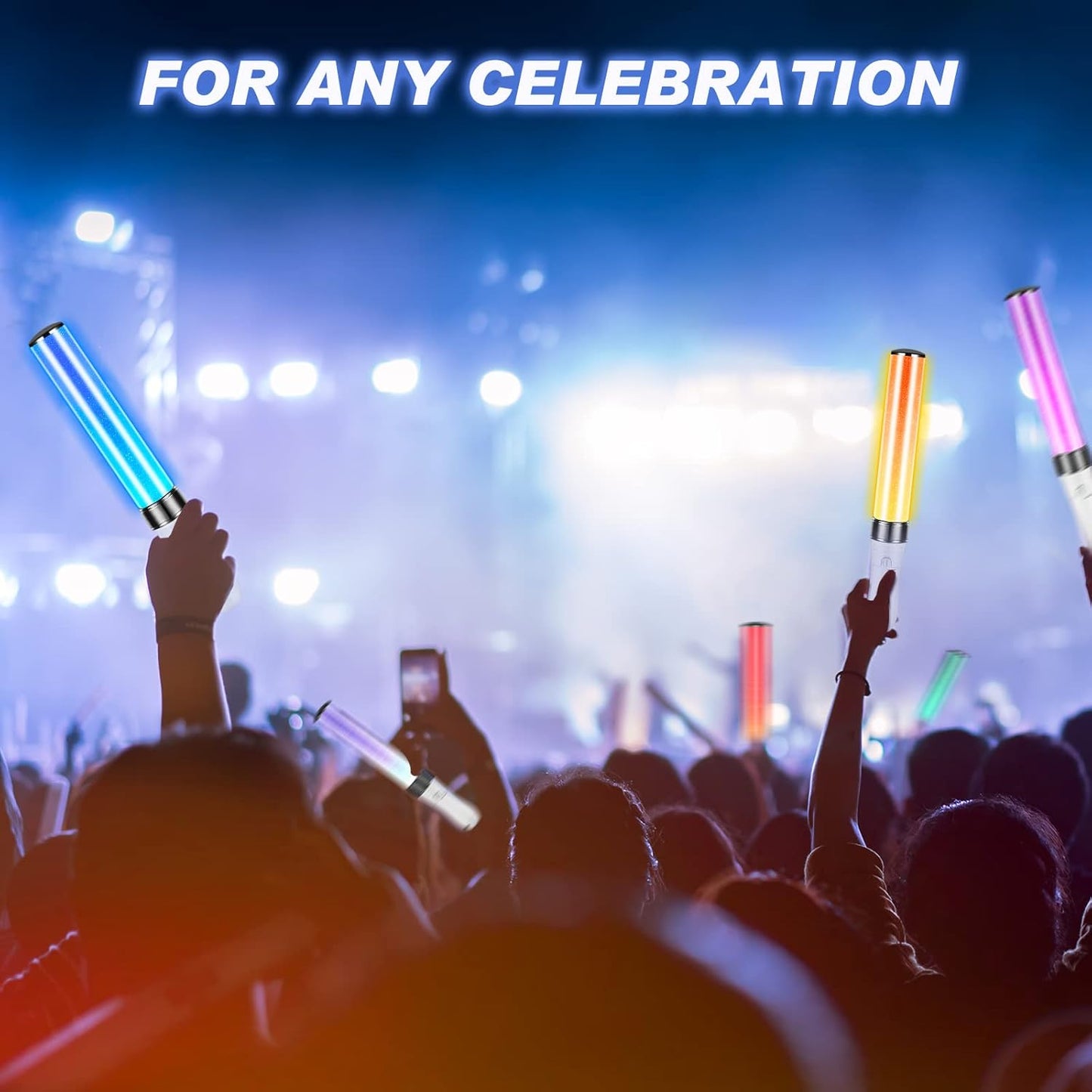 Lewtemi 2 Pcs 15 Color K-pop Concert Lightstick Reusable 2 Modes Multicolor Idol Concert LED Flashing Lightsticks Hip-hop Gift Glow in the Dark Party Favor (9.8 Inch)