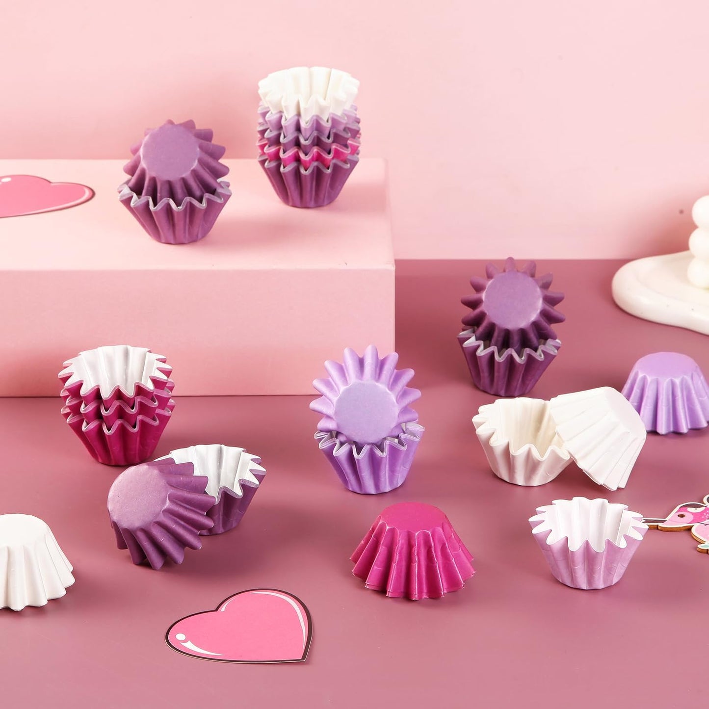 Quera 200Pcs Purple Grease-Resistant Mini Cupcake Liners Wedding Muffin Baking Cups Baby Shower Cupcake Wrappers for Wedding Birthday Holiday Party or Baby Shower(1.18 x 1.18 in)