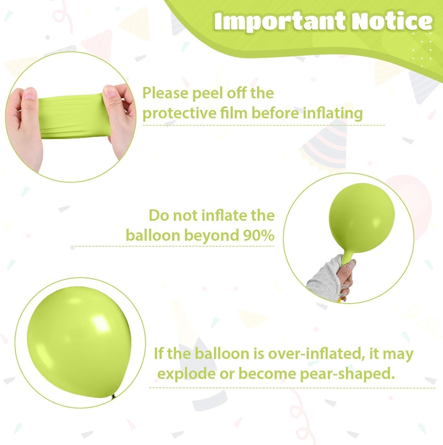 Green Orange Black Balloons, 12 Inch Fruit Green Orange Teal Black Confetti Latex Balloons for Boys Party Baby Shower Birthday Party Decorations