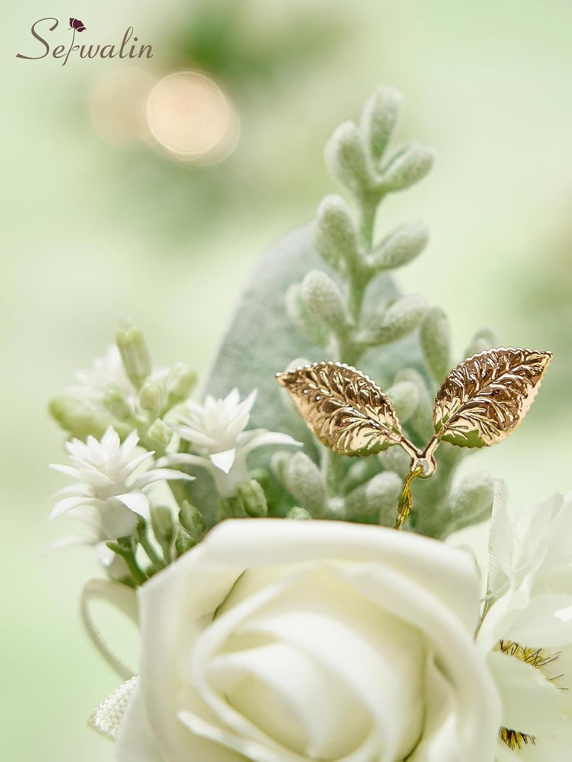 Serwalin 10Pcs Boutonniere for Men, White Groom and Best Man Boutonniere, Artificial Flowers for Wedding Decor/Prom/Homecoming/Ceremony Anniversary/Formal Dinner Party