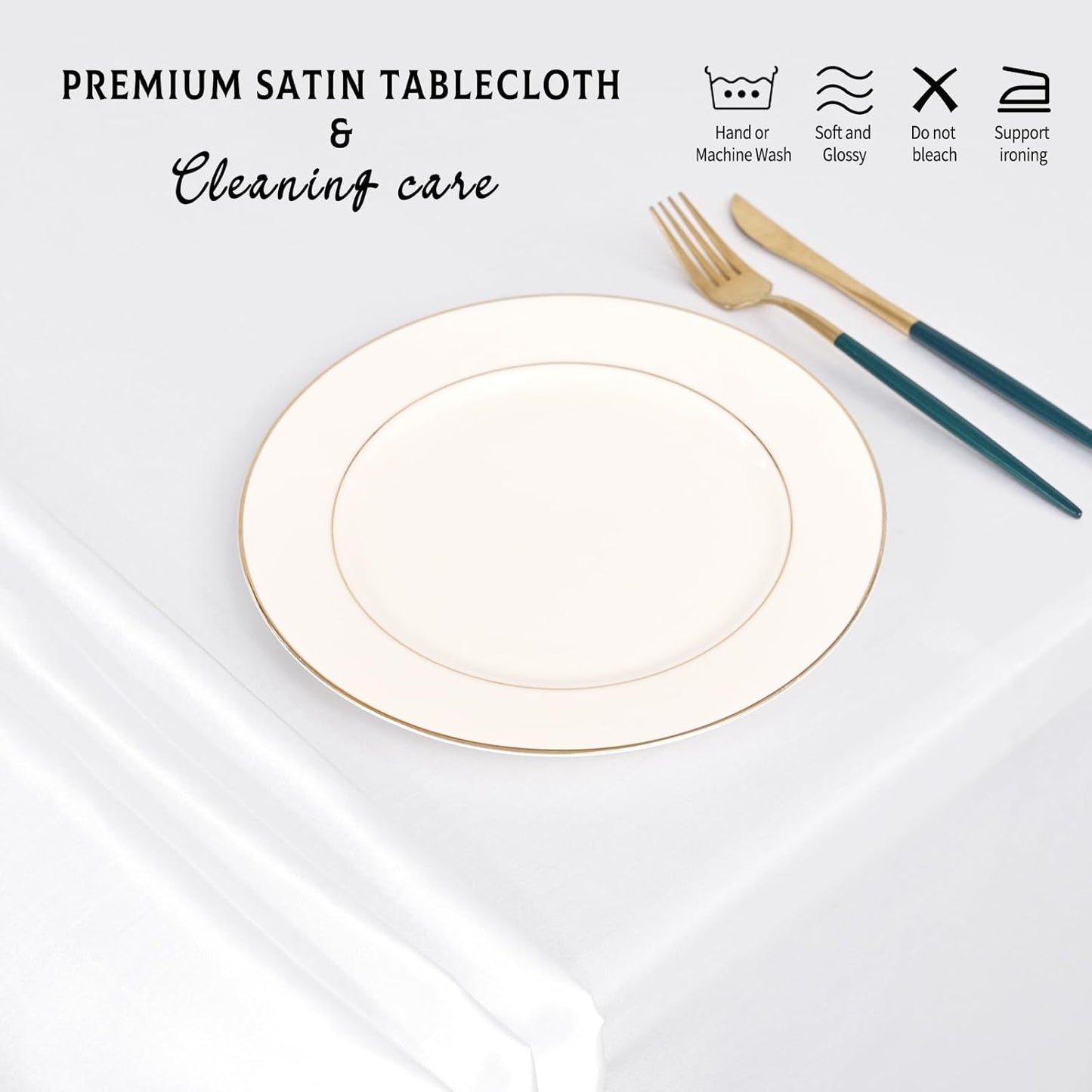 10 Packs Satin Tablecloth 57 x 108 Inch White Rectangular Table Cloth Silk Tablecloth Smooth Fabric Overlay Satin Table Cover Decoration for Wedding Party Banquet Events