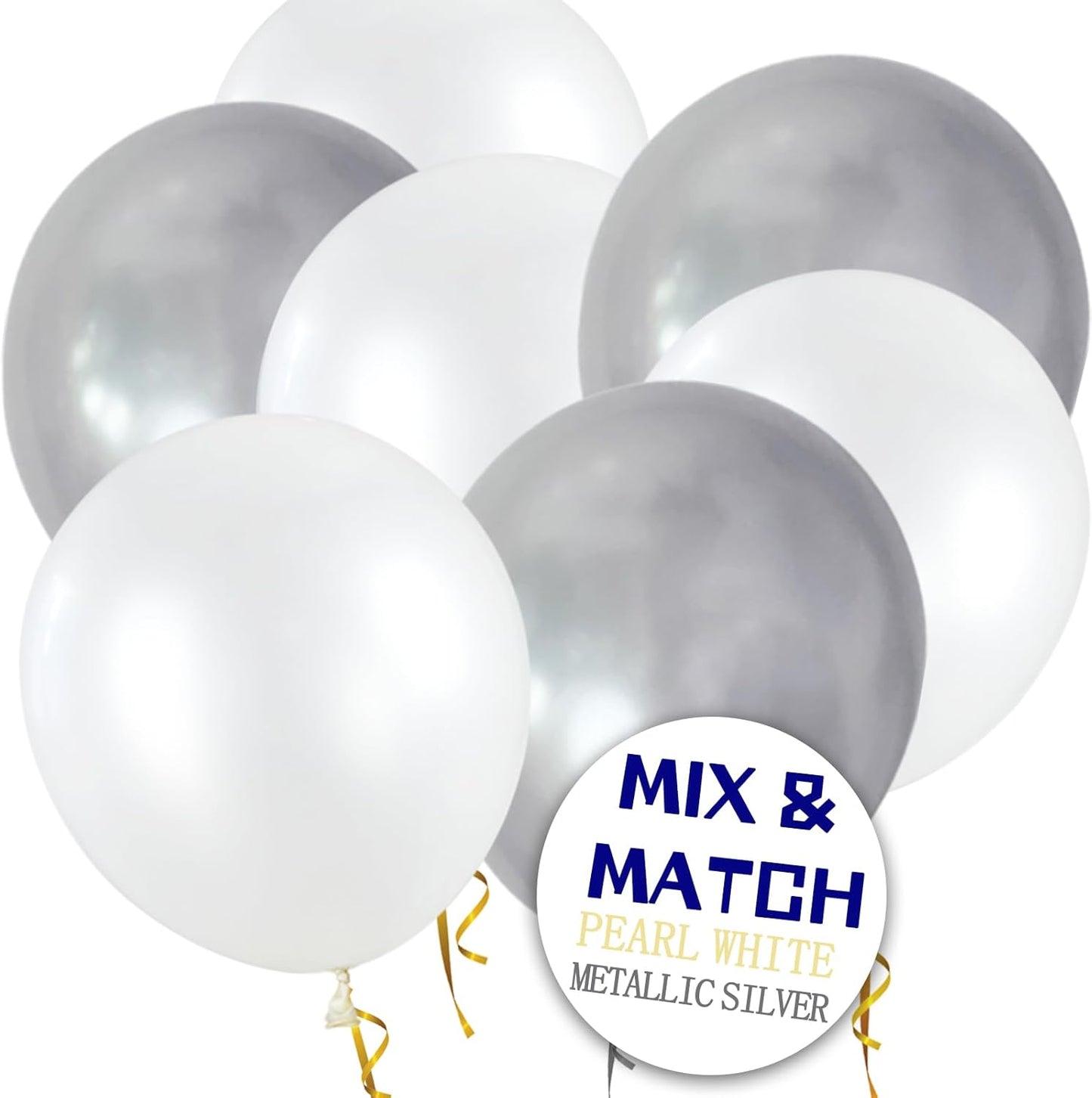 110pcs Pearl White Balloon 12 inch, Pearl white Latex Balloons for Birthday Party Baby Shower Wedding(with 2 Ribbons).