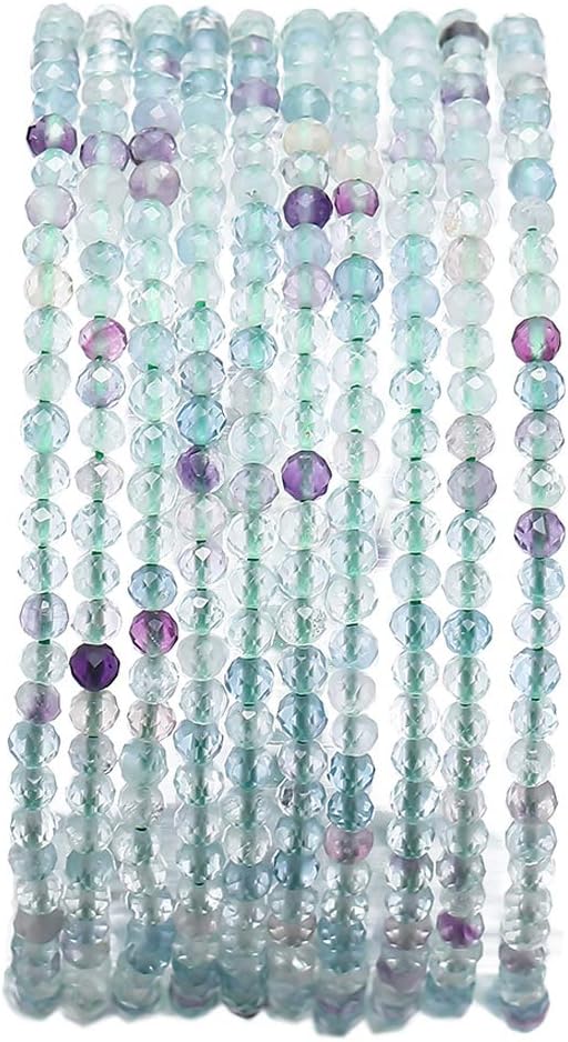 Faceted Natural Fluorite Stone Round Loose Semi Gemstone Beads for Jewelry Making 2-2.5mm 38cm