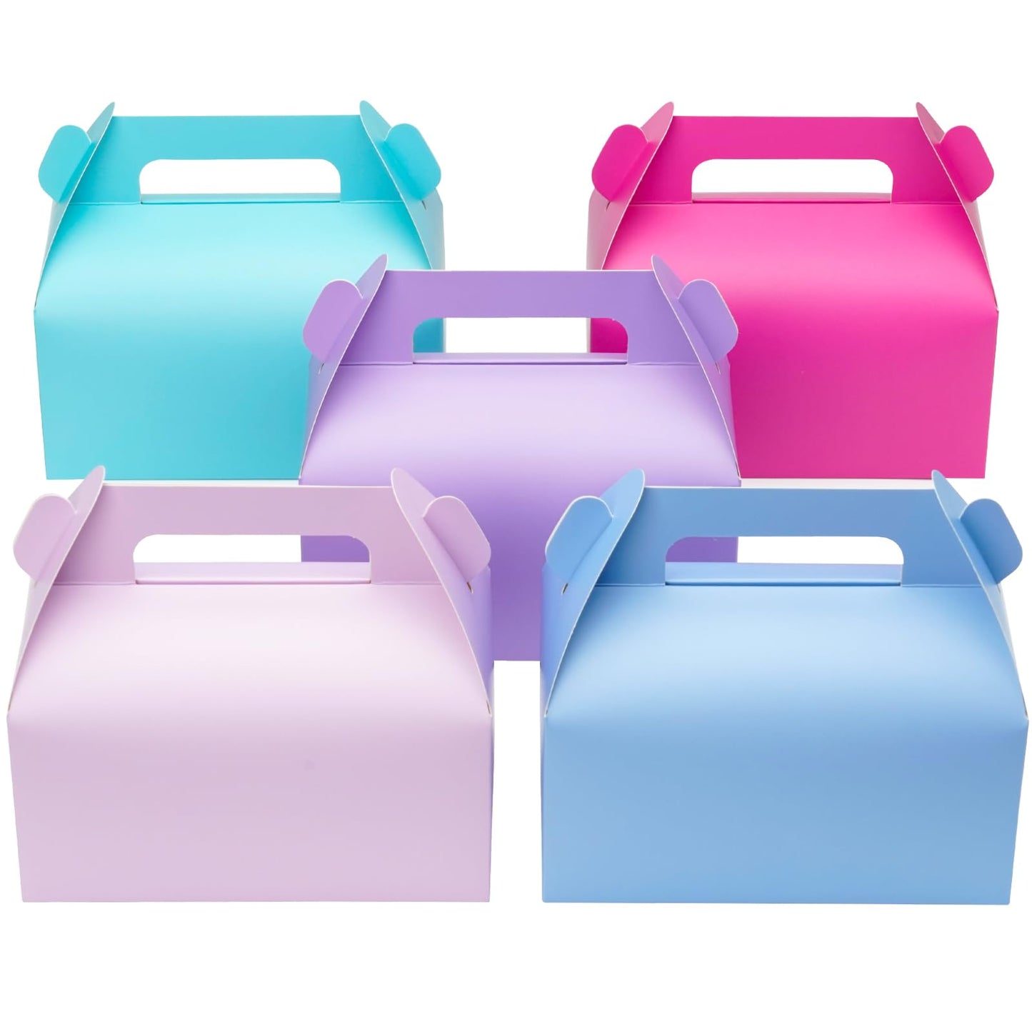 UnicoPak 10 Pack Pastel Party Favor Bag Boxes, Gable Gift Boxes with Handles for Candies Treats