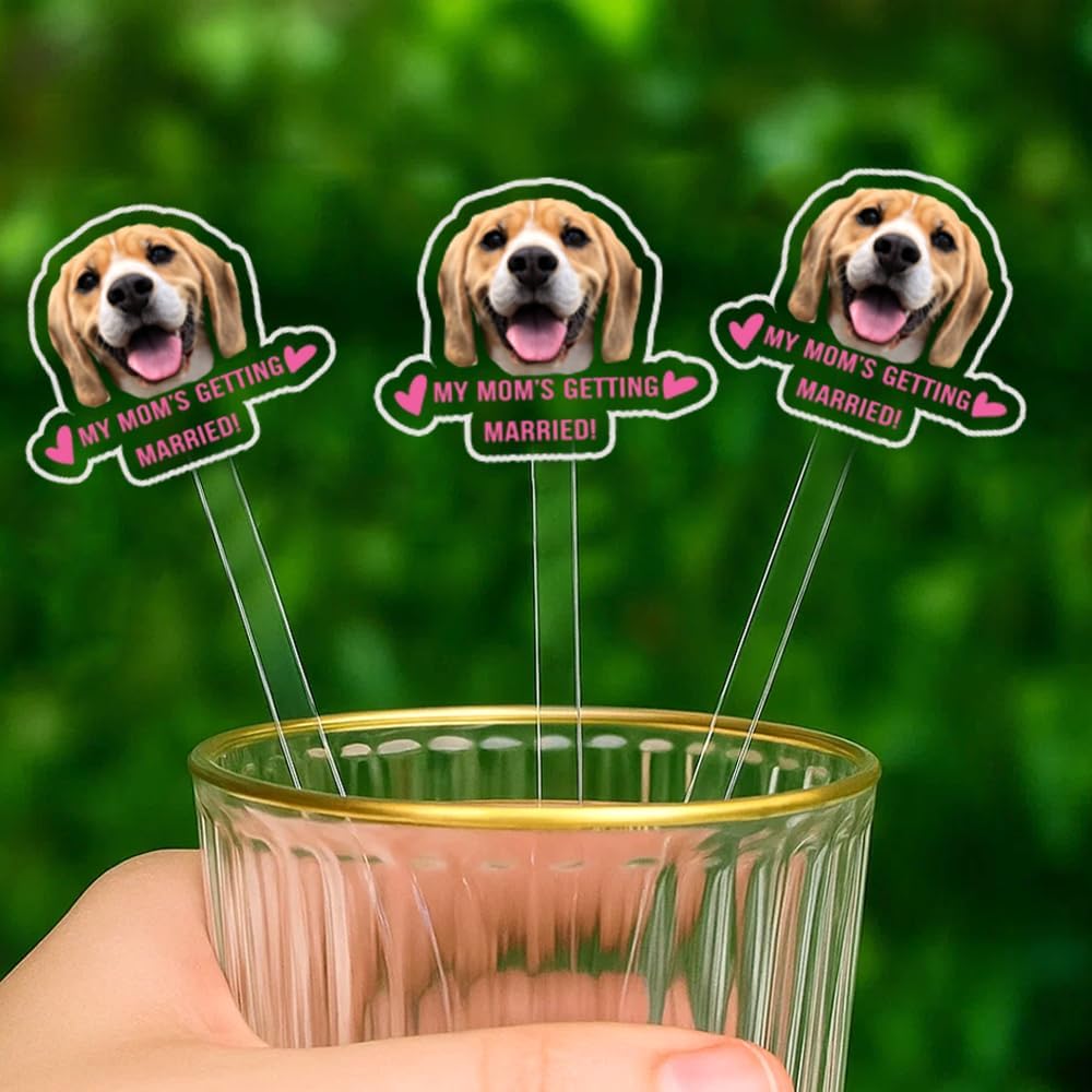 Personalized 50 pcs Double-Sided Wedding Pet Stir Sticks, Custom Dog Cat Stir Stick, Acrylic Cocktail Stirrers, Wedding Drink Stirrers, Bachelorette Party Decorations, Bridal Shower Gifts