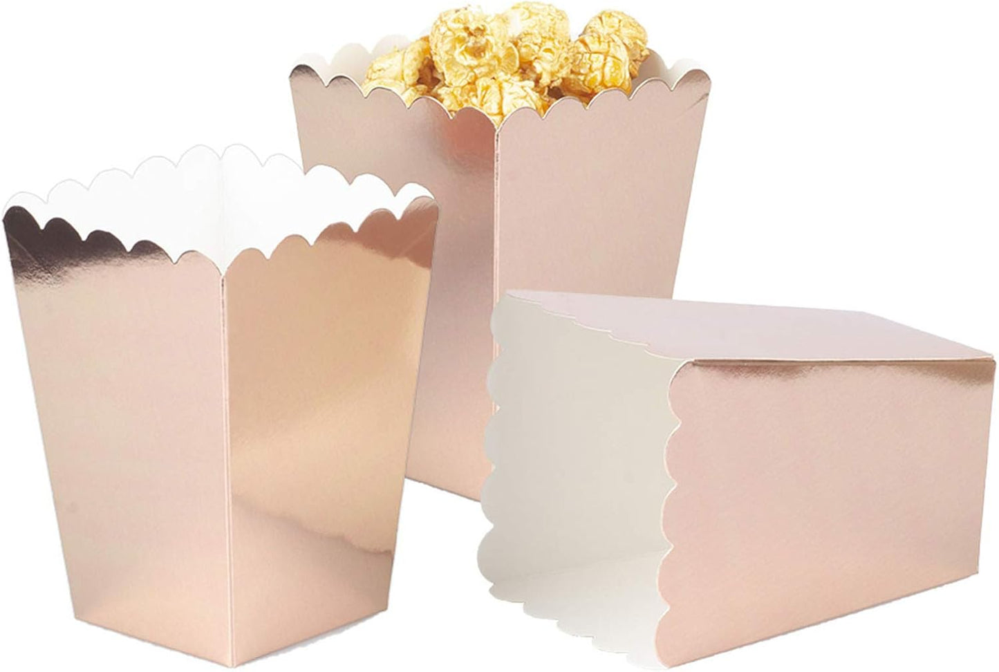 Rose Gold Popcorn Boxes Mini Paper Popcorn Box Cardboard Popcorn Container for Party, Pack of 12