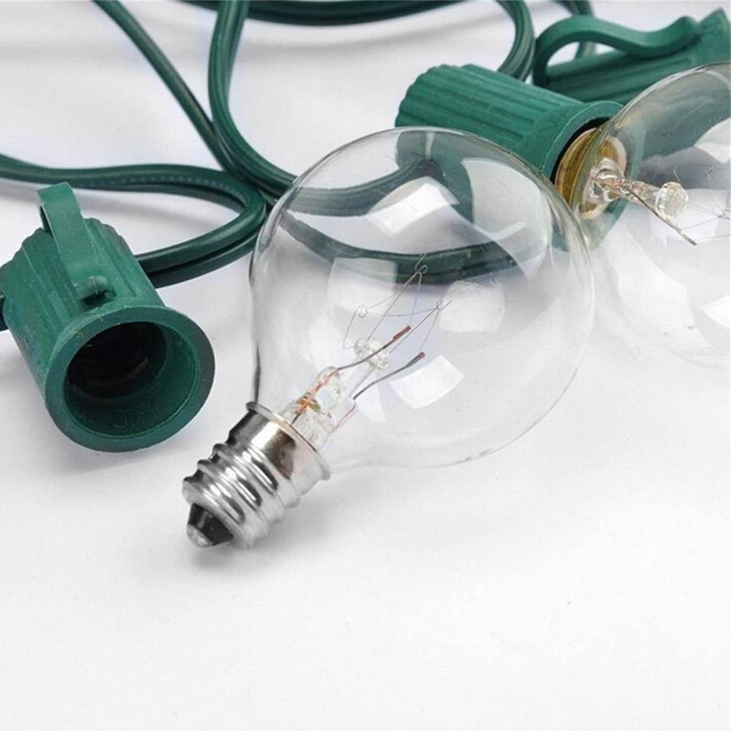 SUNSGNE 25Ft Christmas String Lights, G40 Globe String Light with 27 Clear Bulbs, UL Certified for Outdoor Indoor Garden Party Wedding Pergola Backyard Patio Xmas Decoration, Green Wire