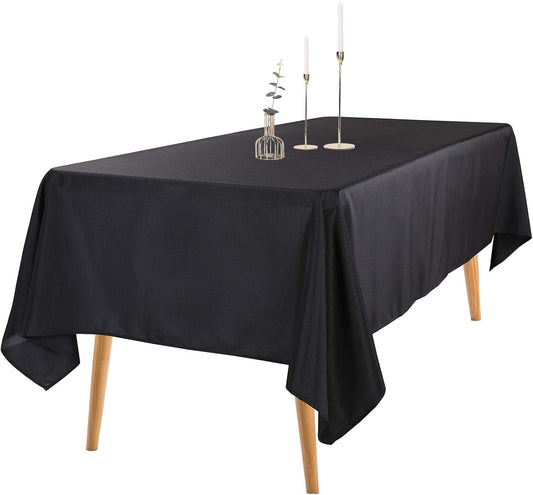 Ascoza 6pack 60x120 Inch Black Rectangular Tablecloth 6 Feet Table Cloth in Polyester Fabric for Wedding/Banquet/Restaurant/Parties