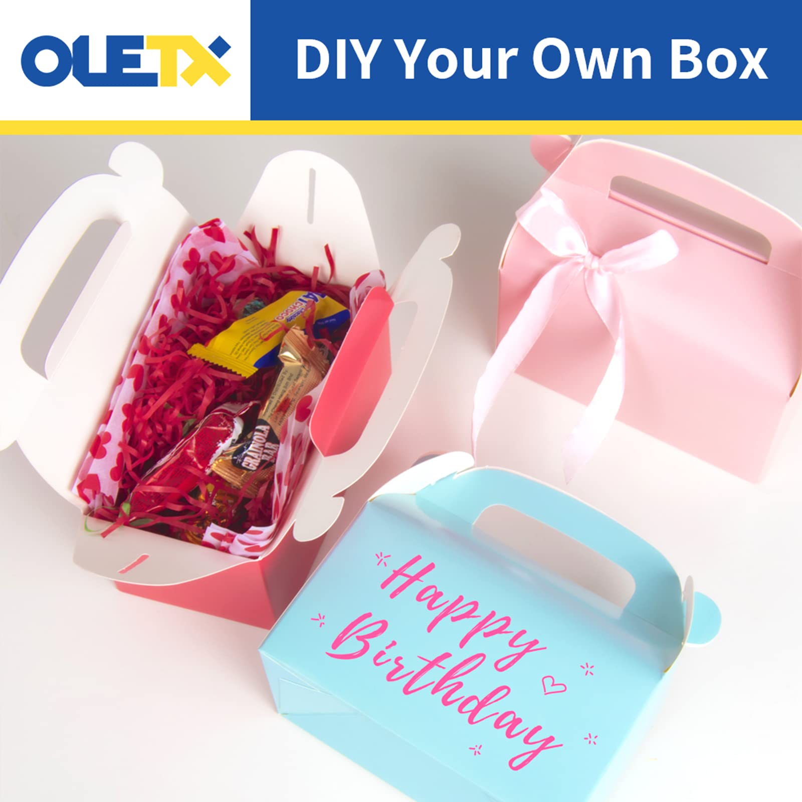 Oletx 30-Pack Colorful Party Favor Treat Boxes Goodie Gable Paper Box