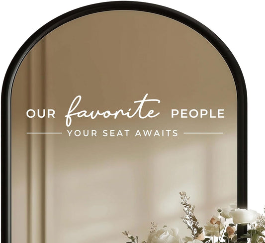 Our Favorite People Vinyl Decal, Please Find Your Seat Sign for Wedding Reception Wedding Vinyl Decal Seating Chart for Mirror, Your Seat Awaits (White, Width 20 inch)